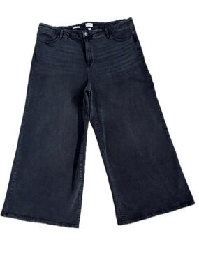 👖🌑 AVA & VIV NWT Wide Leg High Rise Black Wash Jeans |  Women's Plus 26R